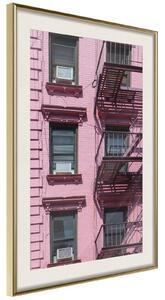 Inramad Poster / Tavla - Pink Facade - 20x30 Guldram