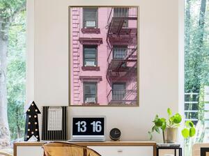 Inramad Poster / Tavla - Pink Facade - 20x30 Guldram med passepartout