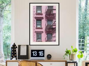 Inramad Poster / Tavla - Pink Facade - 20x30 Svart ram