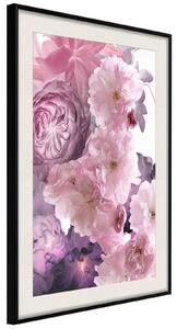 Inramad Poster / Tavla - Pink Bouquet - 30x45 Svart ram med passepartout