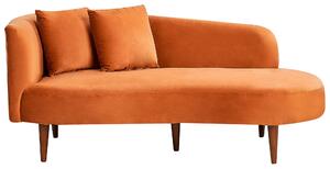 Schäslong Orange Sammet Polyester Klädsel Vänster Mörka Träben Kuddar Modern Design Vardagsrumsmöbler Beliani