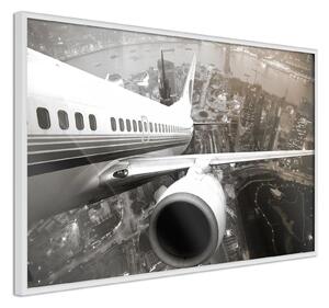 Inramad Poster / Tavla - Plane Wing - 30x20 Guldram med passepartout