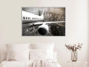 Inramad Poster / Tavla - Plane Wing - 30x20 Guldram med passepartout