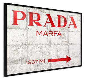 Inramad Poster / Tavla - Prada (Red) - 30x20 Svart ram med passepartout