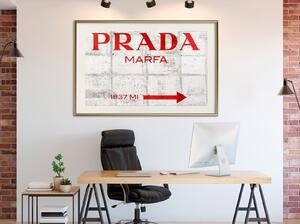 Inramad Poster / Tavla - Prada (Red) - 45x30 Svart ram