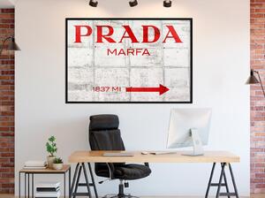 Inramad Poster / Tavla - Prada (Red) - 45x30 Guldram