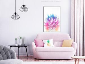 Inramad Poster / Tavla - Rainbow Pineapple Crown - 20x30 Guldram