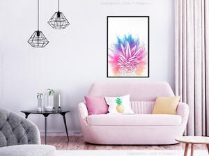 Inramad Poster / Tavla - Rainbow Pineapple Crown - 40x60 Svart ram