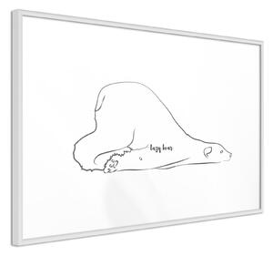 Inramad Poster / Tavla - Resting Polar Bear - 30x20 Guldram med passepartout