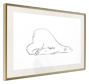 Inramad Poster / Tavla - Resting Polar Bear - 30x20 Guldram