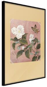 Inramad Poster / Tavla - Rhododendron and Butterfly - 30x45 Svart ram