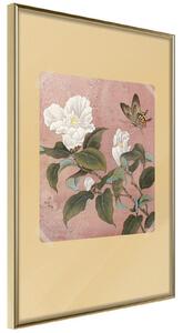 Inramad Poster / Tavla - Rhododendron and Butterfly - 20x30 Guldram