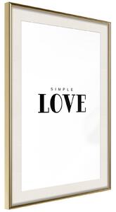 Inramad Poster / Tavla - Simple Love - 20x30 Guldram med passepartout