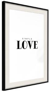 Inramad Poster / Tavla - Simple Love - 40x60 Guldram med passepartout