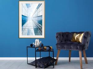 Inramad Poster / Tavla - Steel and Glass (Blue) - 20x30 Guldram