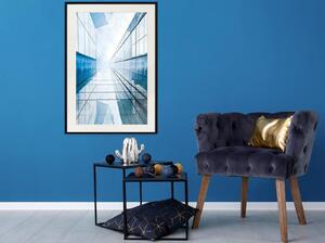 Inramad Poster / Tavla - Steel and Glass (Blue) - 30x45 Svart ram med passepartout