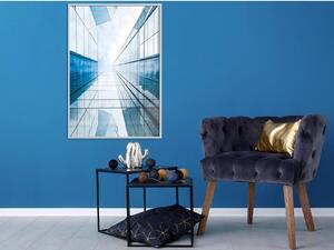 Inramad Poster / Tavla - Steel and Glass (Blue) - 30x45 Svart ram med passepartout