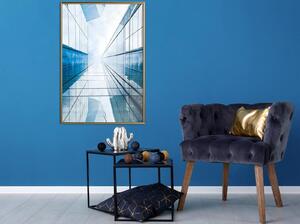 Inramad Poster / Tavla - Steel and Glass (Blue) - 20x30 Svart ram med passepartout
