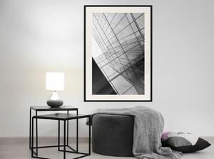 Inramad Poster / Tavla - Steel and Glass (Grey) - 40x60 Svart ram med passepartout