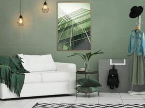 Inramad Poster / Tavla - Steel and Glass (Green) - 20x30 Svart ram med passepartout
