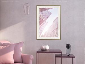 Inramad Poster / Tavla - Steel and Glass (Pink) - 30x45 Svart ram med passepartout