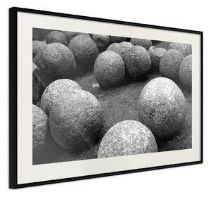 Inramad Poster / Tavla - Stone Spheres - 30x20 Vit ram