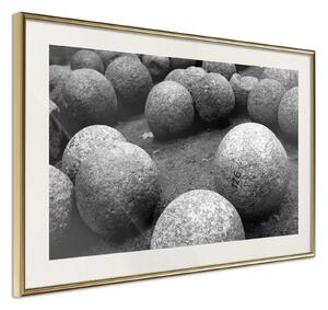 Inramad Poster / Tavla - Stone Spheres - 30x20 Vit ram