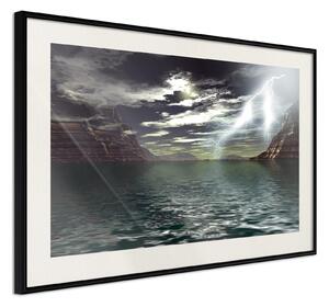 Inramad Poster / Tavla - Storm over the Canyon - 30x20 Svart ram