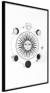 Inramad Poster / Tavla - Sun and Moon - 20x30 Guldram