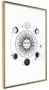 Inramad Poster / Tavla - Sun and Moon - 30x45 Guldram