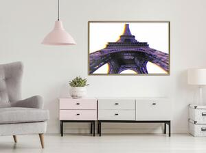 Inramad Poster / Tavla - Symbol of Paris (Purple) - 30x20 Svart ram med passepartout