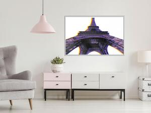Inramad Poster / Tavla - Symbol of Paris (Purple) - 90x60 Guldram med passepartout