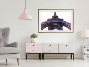 Inramad Poster / Tavla - Symbol of Paris (Purple) - 30x20 Svart ram
