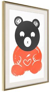 Inramad Poster / Tavla - Teddy Bear in Love - 20x30 Svart ram med passepartout