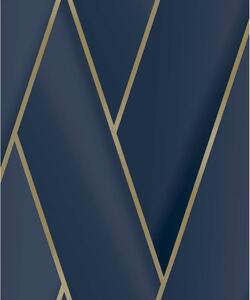 DUTCH WALLCOVERINGS Tapet Geometric blå och guld