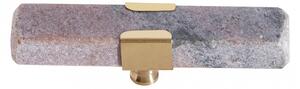 Nordal - KNOB/HOOK, rose marble rectangle, brass