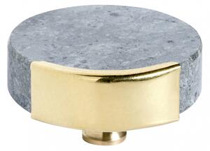Nordal - KNOB/HOOK, green marble circle, brass