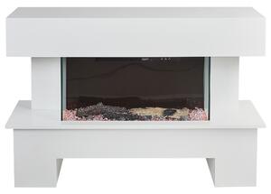 Elektrisk Eldstad med Värmare Vedträ Vit MDF Mantel LED-flammor med Termostat Timer Fläkt Fjärrkontroll Beliani