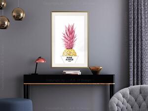 Inramad Poster / Tavla - Trendy Pineapple - 20x30 Guldram