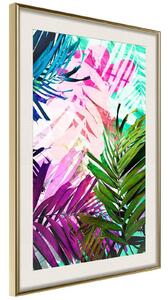 Inramad Poster / Tavla - Vibrant Jungle - 20x30 Guldram med passepartout