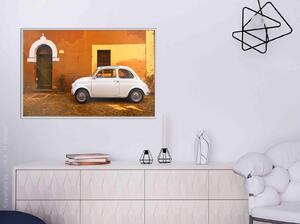 Inramad Poster / Tavla - White Car - 45x30 Guldram med passepartout