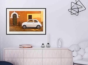 Inramad Poster / Tavla - White Car - 30x20 Guldram med passepartout