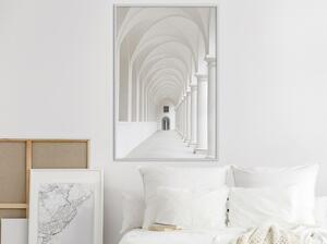 Inramad Poster / Tavla - White Colonnade - 30x45 Guldram med passepartout