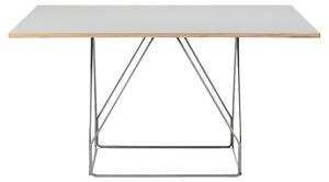 Fredericia Furniture - JG Table 6569 by Jørgen Gammelgaard - Matbord - Grey Linoleum w/Natural Ash / Brushed Stainless Steel - W140 x D140 x H72 cm