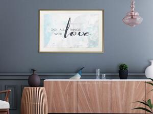 Inramad Poster / Tavla - With Love - 30x20 Guldram