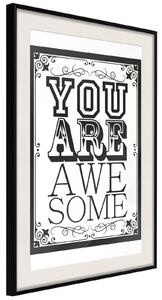 Inramad Poster / Tavla - You Are Awesome - 20x30 Svart ram med passepartout