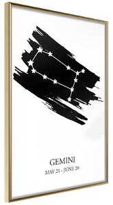 Inramad Poster / Tavla - Zodiac: Gemini I - 20x30 Guldram
