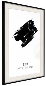 Inramad Poster / Tavla - Zodiac: Leo I - 20x30 Guldram med passepartout