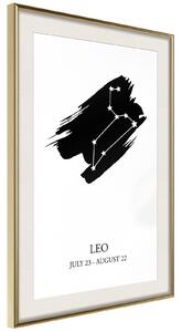 Inramad Poster / Tavla - Zodiac: Leo I - 20x30 Guldram med passepartout