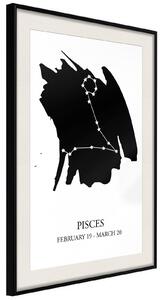 Inramad Poster / Tavla - Zodiac: Pisces I - 20x30 Guldram med passepartout